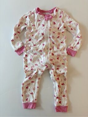 Smockingbird girls pink and white bunnies zippy pajama 3T